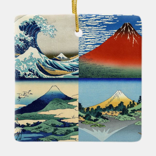 Katsushika Hokusai - 36 Ausblicke auf den Fuji Keramikornament (Vorderseite)