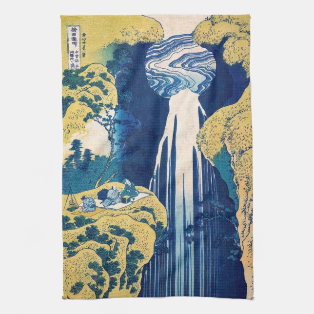 Katsushika Hokusai - Amida Falls Geschirrtuch (Vertikal)