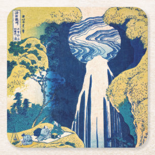 Katsushika Hokusai - Amida Falls Rechteckiger Pappuntersetzer