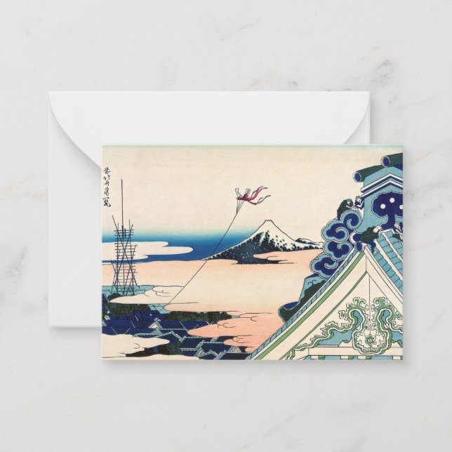 Katsushika Hokusai - Asakusa Honganji temple, Edo Mitteilungskarte (Vorderseite)