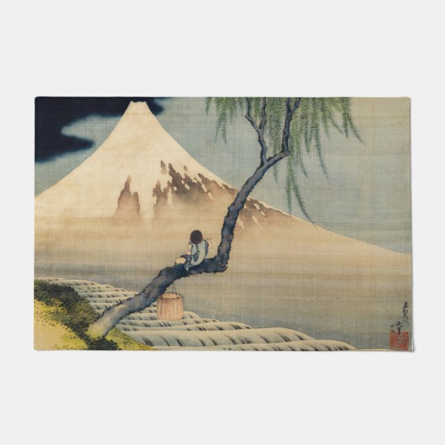 Katsushika Hokusai - Boy Viewing Mount Fuji Fußmatte (Vorderseite)