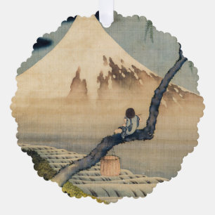 Katsushika Hokusai - Boy Viewing Mount Fuji Ornament Karte