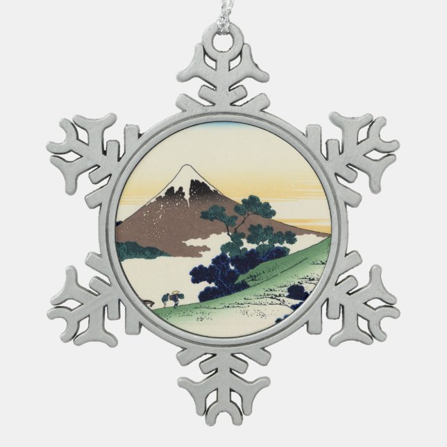 Katsushika Hokusai. Der Eindringpass in der Provin Schneeflocken Zinn-Ornament (Vorderseite)