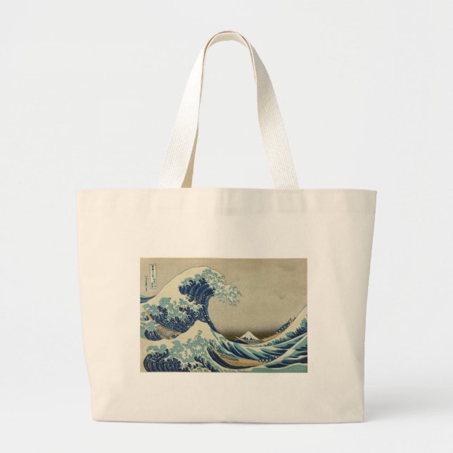 Katsushika Hokusai: Die große Welle in Kanagawa Jumbo Stoffbeutel (Vorne)