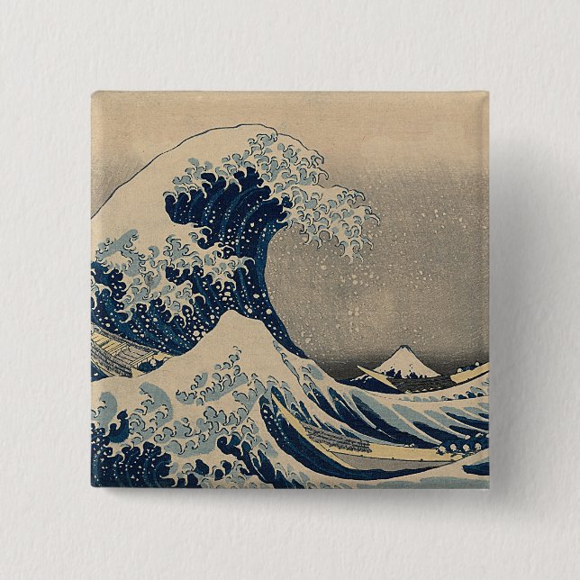 Katsushika Hokusai. Die große Welle vor Kanagawa Button (Vorderseite)
