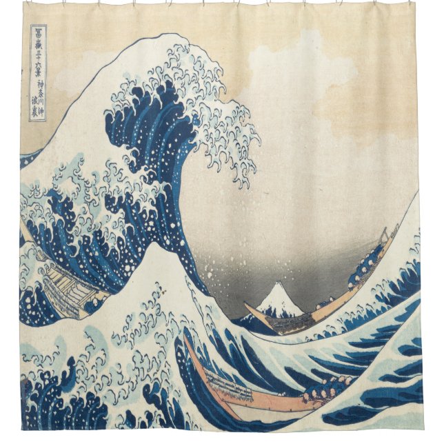 Katsushika Hokusai, Die große Welle vor Kanagawa Duschvorhang (Vorderseite)