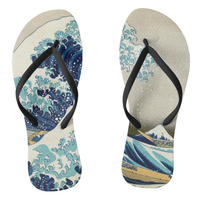 Katsushika Hokusai - Die große Welle vor Kanagawa Flip Flops (Fußbett)