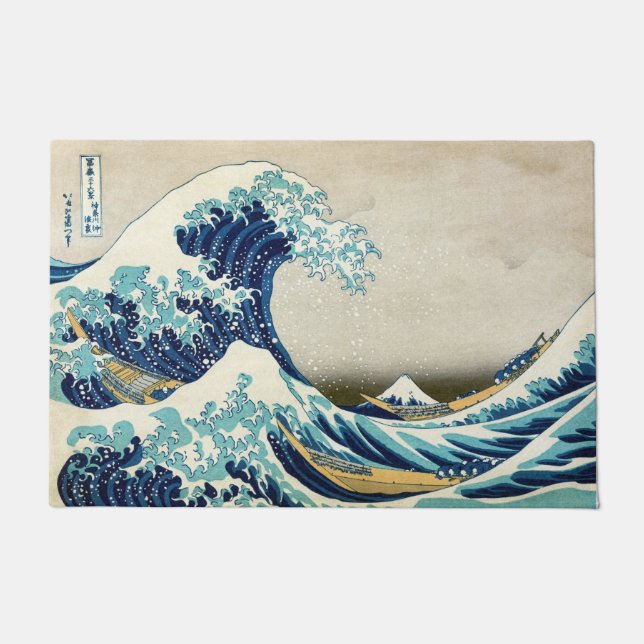 Katsushika Hokusai - Die große Welle vor Kanagawa Fußmatte (Vorderseite)