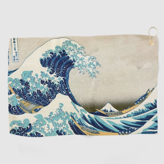 Katsushika Hokusai - Die große Welle vor Kanagawa Golfhandtuch (Horizontal)