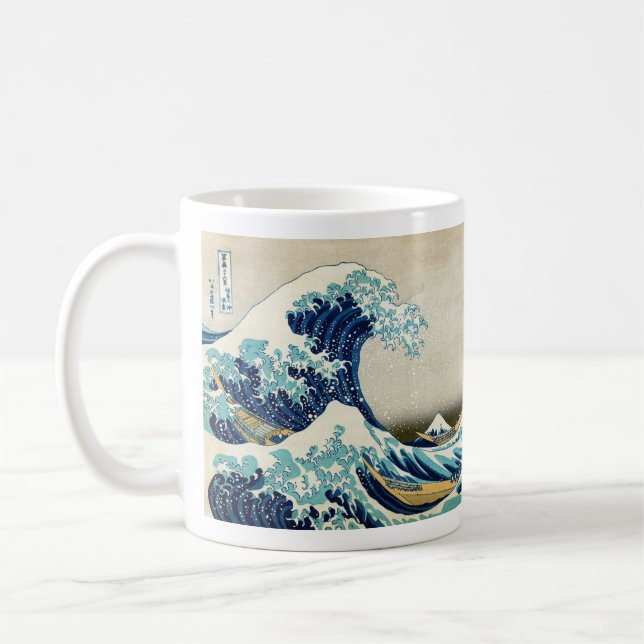 Katsushika Hokusai - Die große Welle vor Kanagawa Kaffeetasse (Links)