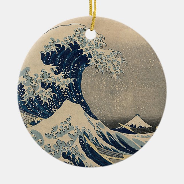 Katsushika Hokusai. Die große Welle vor Kanagawa Keramik Ornament (Vorne)