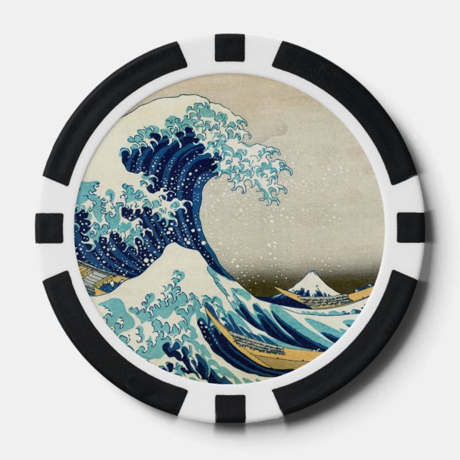 Katsushika Hokusai - Die große Welle vor Kanagawa Pokerchips (Vorderseite)