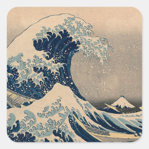 Katsushika Hokusai. Die große Welle vor Kanagawa Quadratischer Aufkleber
