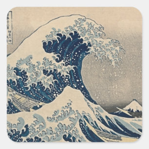 Katsushika Hokusai. Die große Welle vor Kanagawa Quadratischer Aufkleber