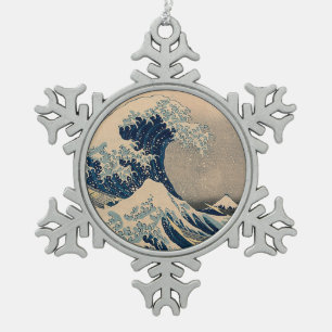 Katsushika Hokusai. Die große Welle vor Kanagawa Schneeflocken Zinn-Ornament
