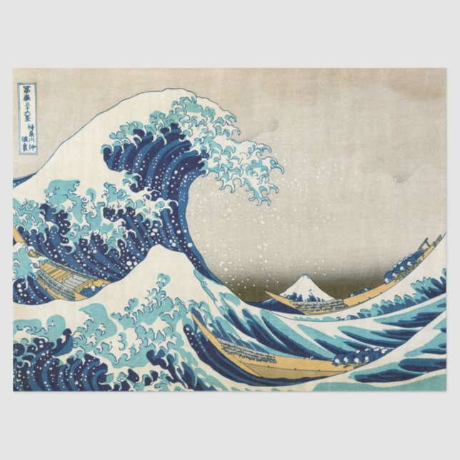 Katsushika Hokusai - Die große Welle vor Kanagawa Seidenpapier (Vorderseite)
