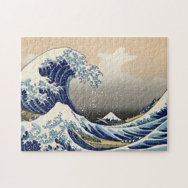 KATSUSHIKA HOKUSAI - Die große Welle weg von Puzzle (Horizontal)