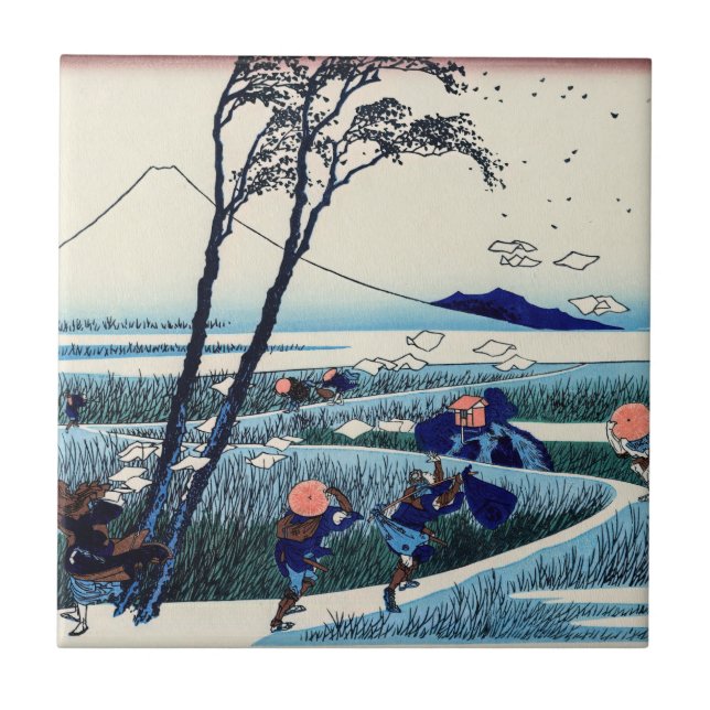 Katsushika Hokusai - Ejiri in der Provinz Suruga Fliese (Vorderseite)