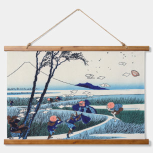 Katsushika Hokusai - Ejiri in der Provinz Suruga Wandteppich Mit Holzrahmen