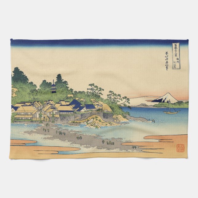Katsushika Hokusai Enoshima in der Provinz Sagami Geschirrtuch (Horizontal)