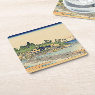 Katsushika Hokusai Enoshima in der Provinz Sagami Rechteckiger Pappuntersetzer