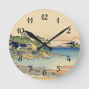 Katsushika Hokusai Enoshima in der Provinz Sagami Runde Wanduhr