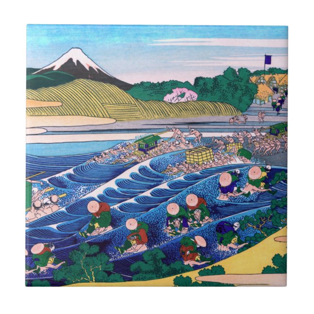 Katsushika Hokusai - Fuji aus Kanaya auf Tokaido Fliese (Vorderseite)
