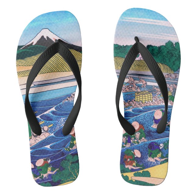 Katsushika Hokusai - Fuji aus Kanaya auf Tokaido Flip Flops (Fußbett)