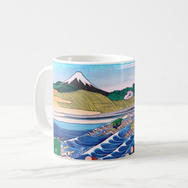 Katsushika Hokusai - Fuji aus Kanaya auf Tokaido Kaffeetasse (Vorderseite Links)
