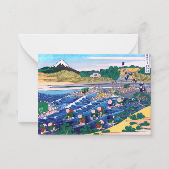 Katsushika Hokusai - Fuji aus Kanaya auf Tokaido Mitteilungskarte (Vorderseite)