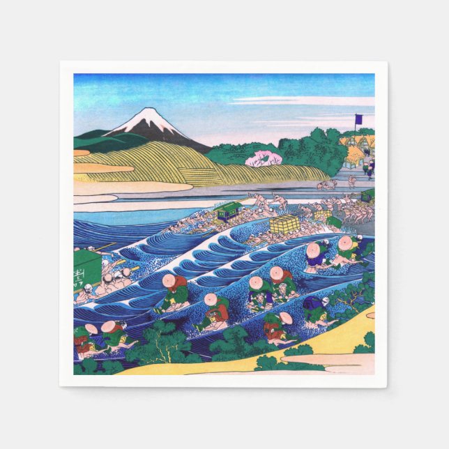 Katsushika Hokusai - Fuji aus Kanaya auf Tokaido Serviette (Vorderseite)