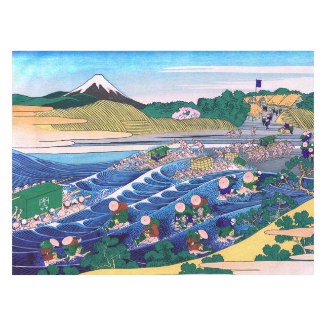 Katsushika Hokusai - Fuji aus Kanaya auf Tokaido Tischdecke (Vorderseite (Horizontal))