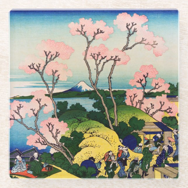 Katsushika Hokusai - Gotenyama, Tokaido, Shinagawa Glasuntersetzer (Vorderseite)