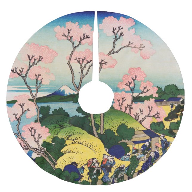 Katsushika Hokusai - Gotenyama, Tokaido, Shinagawa Polyester Weihnachtsbaumdecke (Vorderseite)