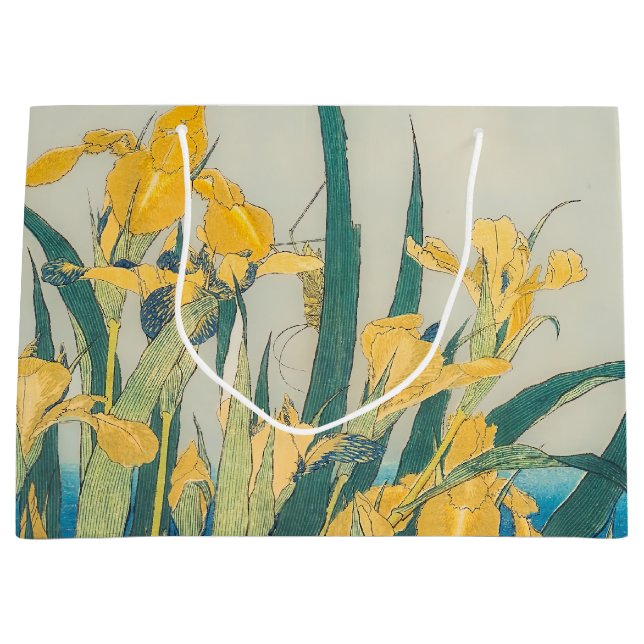 Katsushika Hokusai - Grasshopper und Iris Große Geschenktüte (Vorderseite)