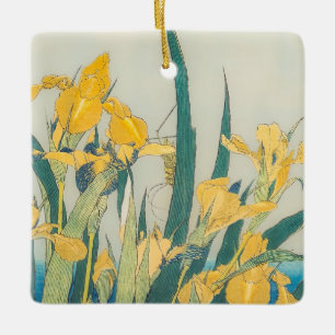 Katsushika Hokusai - Grasshopper und Iris Keramikornament