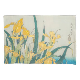 Katsushika Hokusai - Grasshopper und Iris Kissenbezug