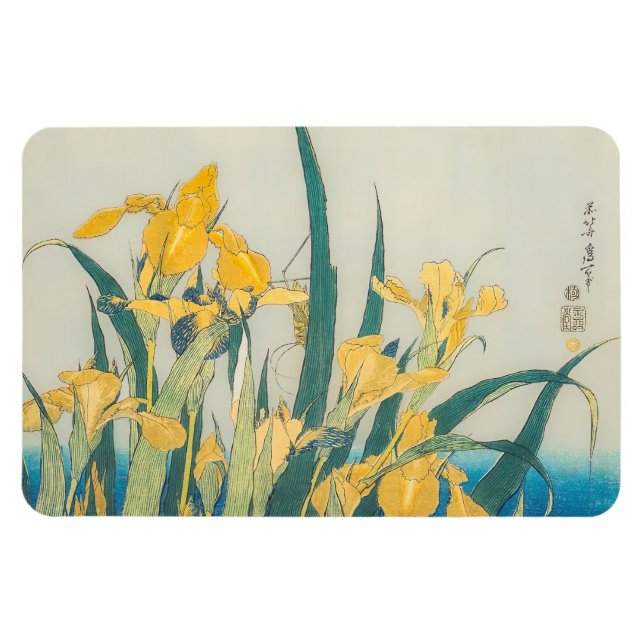 Katsushika Hokusai - Grasshopper und Iris Magnet (Horizontal)