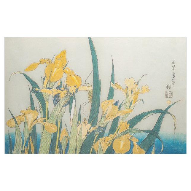 Katsushika Hokusai - Grasshopper und Iris Stoff (Yard (91,4 cm))