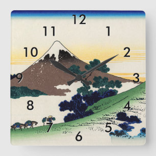 Katsushika Hokusai - Inume pass, Provinz Kai Quadratische Wanduhr