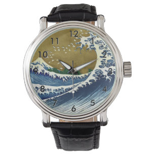 Katsushika Hokusai - Kolored Big Wave Armbanduhr