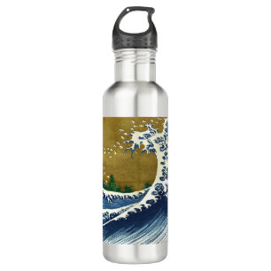 Katsushika Hokusai - Kolored Big Wave Edelstahlflasche