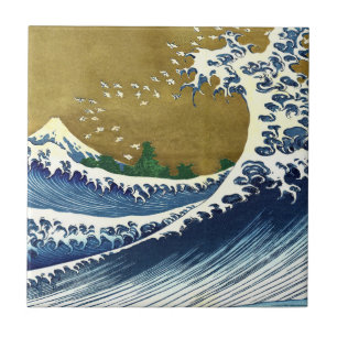 Katsushika Hokusai - Kolored Big Wave Fliese
