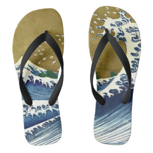 Katsushika Hokusai - Kolored Big Wave Flip Flops