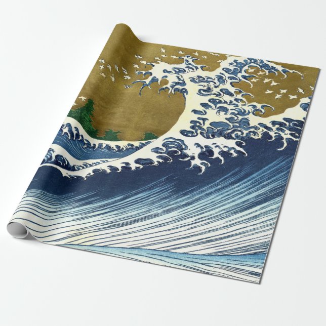 Katsushika Hokusai - Kolored Big Wave Geschenkpapier (Ungerollt)