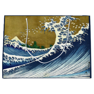 Katsushika Hokusai - Kolored Big Wave Große Geschenktüte