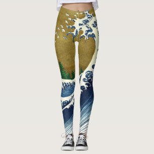Katsushika Hokusai - Kolored Big Wave Leggings