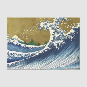 Katsushika Hokusai - Kolored Big Wave Seidenpapier