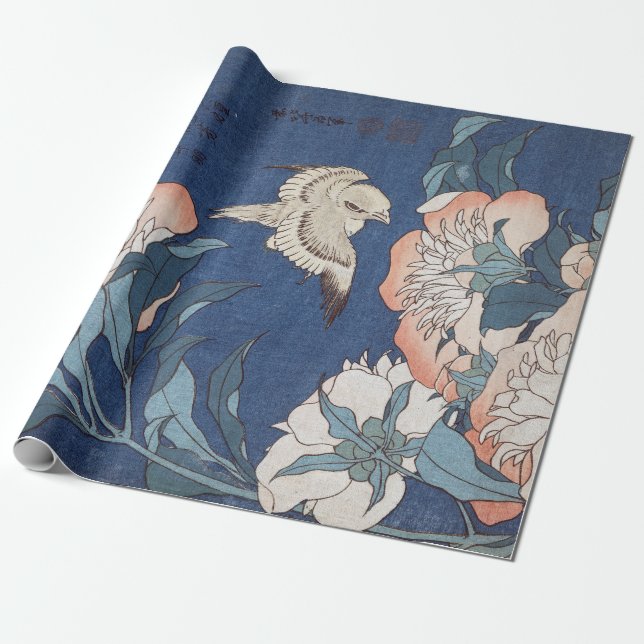 Katsushika Hokusai Pfingstrosen und Kanarienvogel Geschenkpapier (Ungerollt)