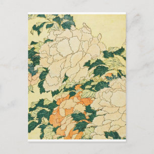 Katsushika Hokusai-Pfingstrosen und Schmetterling Postkarte